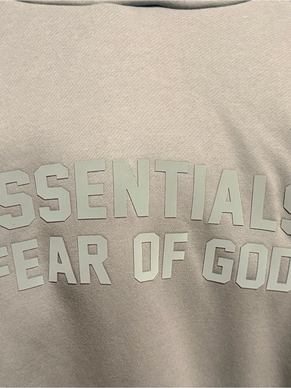 Essentials Fear of God Crewneck Sweatshirt in Light Beige with Pale Mint Logos